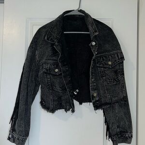 Black Fringe Jean Jacket
